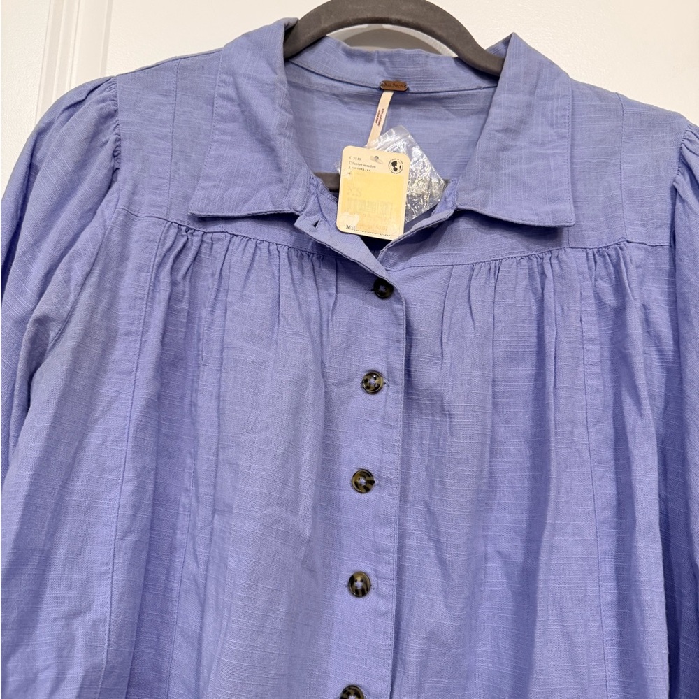 Free People Lavender Button-Up Blouse - Picture 2 of 6